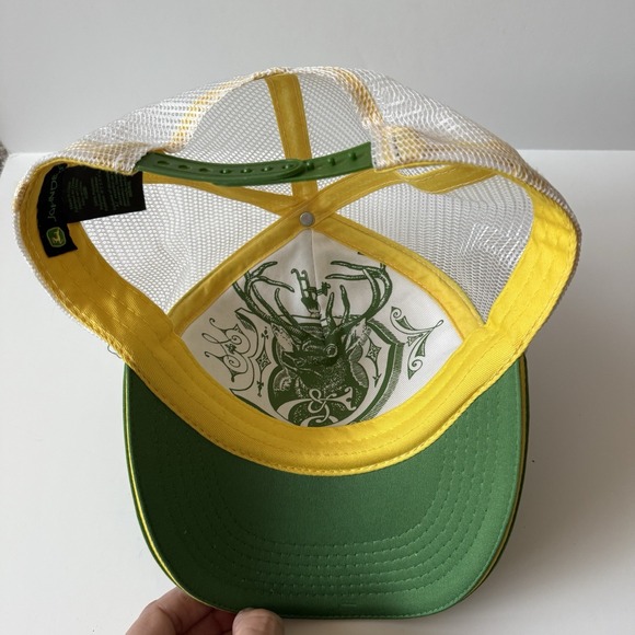 John Deere Trucker Mesh Hat Cap Green and Yellow Snapback OS - Picture 3 of 6